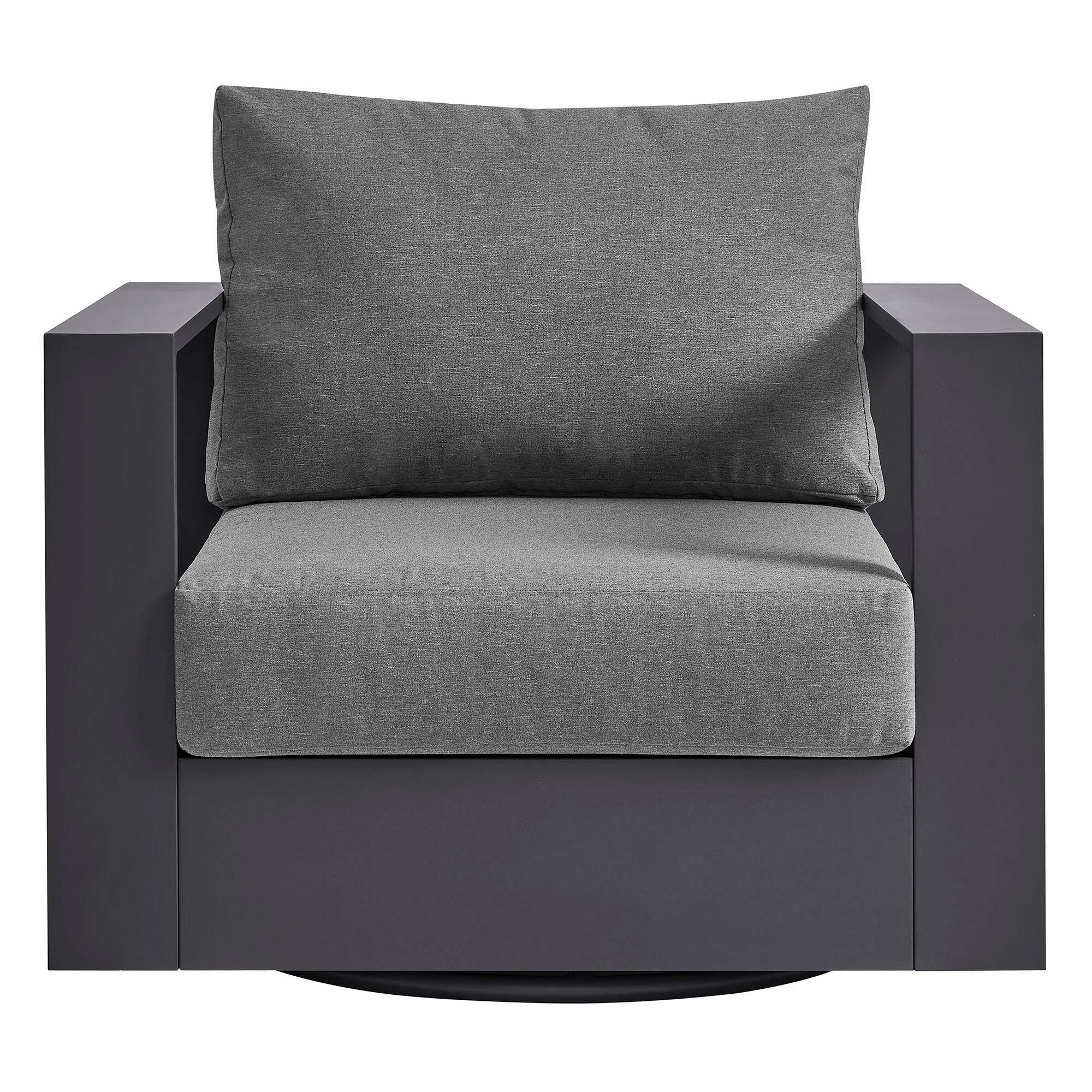 Alt View 4. Modway - Tahoe Outdoor Powder-Coated Aluminum Swivel Armchair by Modway - Gray Charcoal.