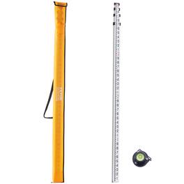 VEVOR - Aluminum Grade Rod, 14-Feet/10ths 6 Sections Telescopic Measuring Rod,Double-Sided Scale 1/10 ft Leveling Rod Stick - Silver