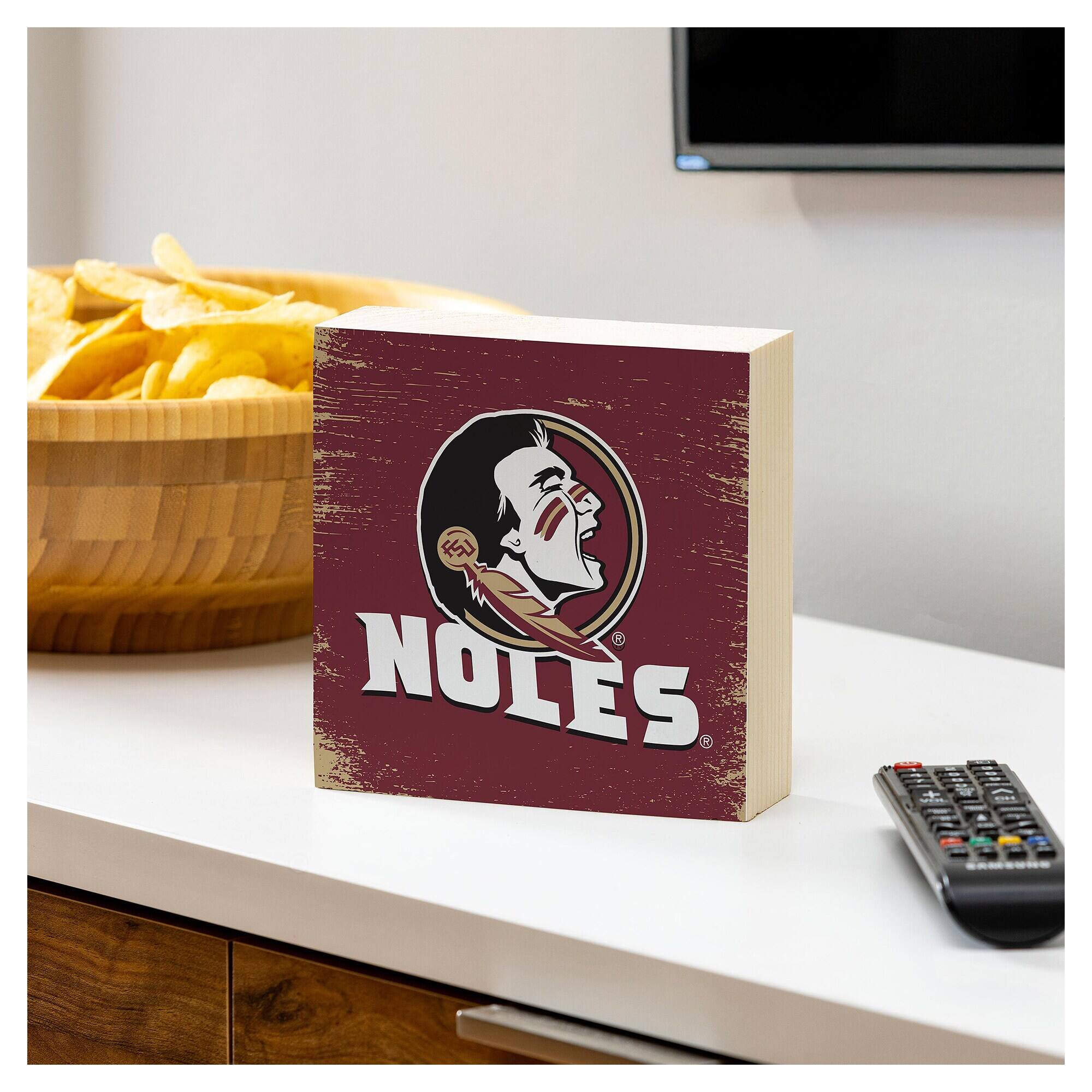 Alt View 2. Evergreen Enterprises - Florida State Seminoles 6" Square Fan Chant Wood Block Shelf Sign - Multicolor.
