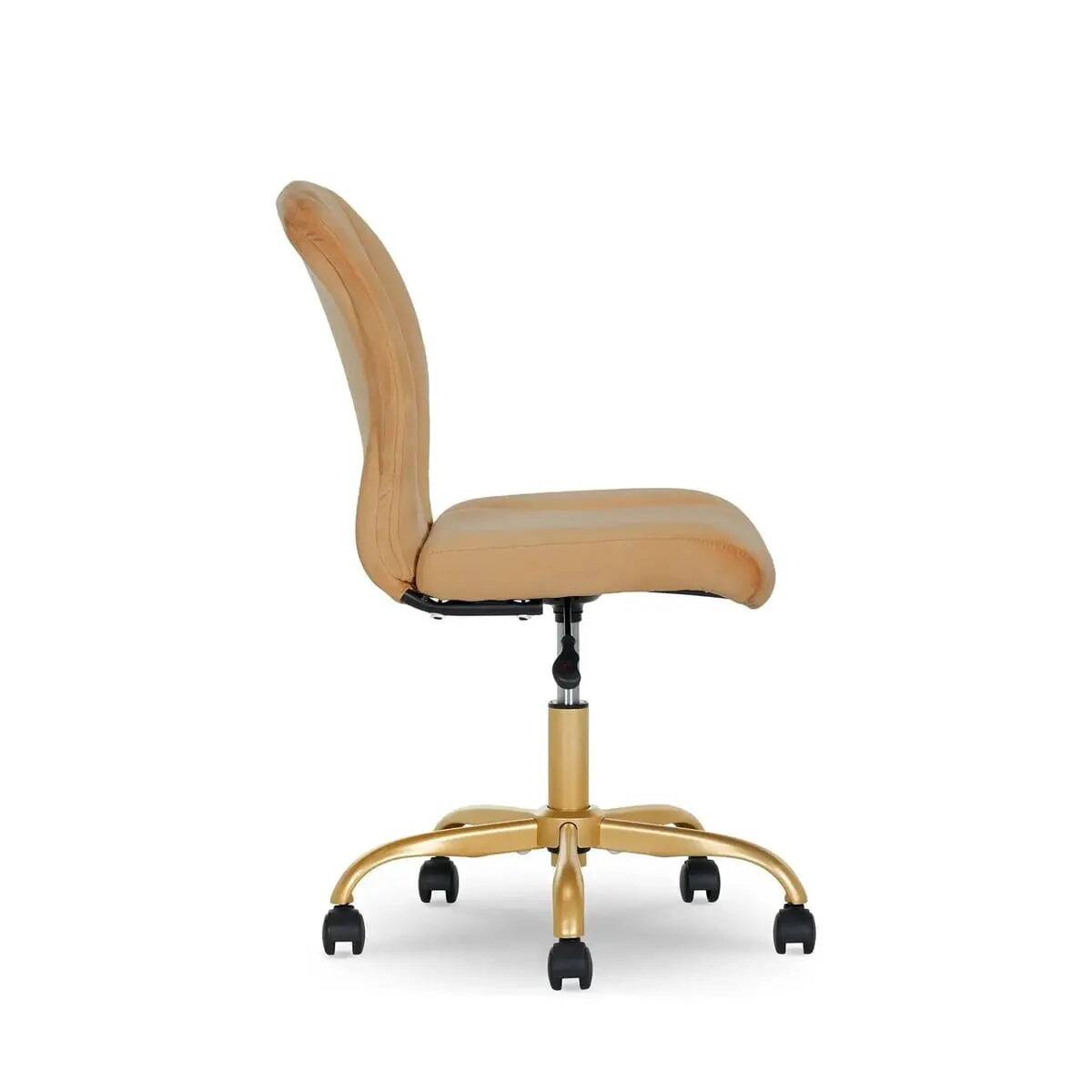 Alt View 9. Mainstays - Luxurious Plush Velvet Office Chair with Ergonomic Design and Adjustable Gold Base for Stylish Home Workspace - Gold.