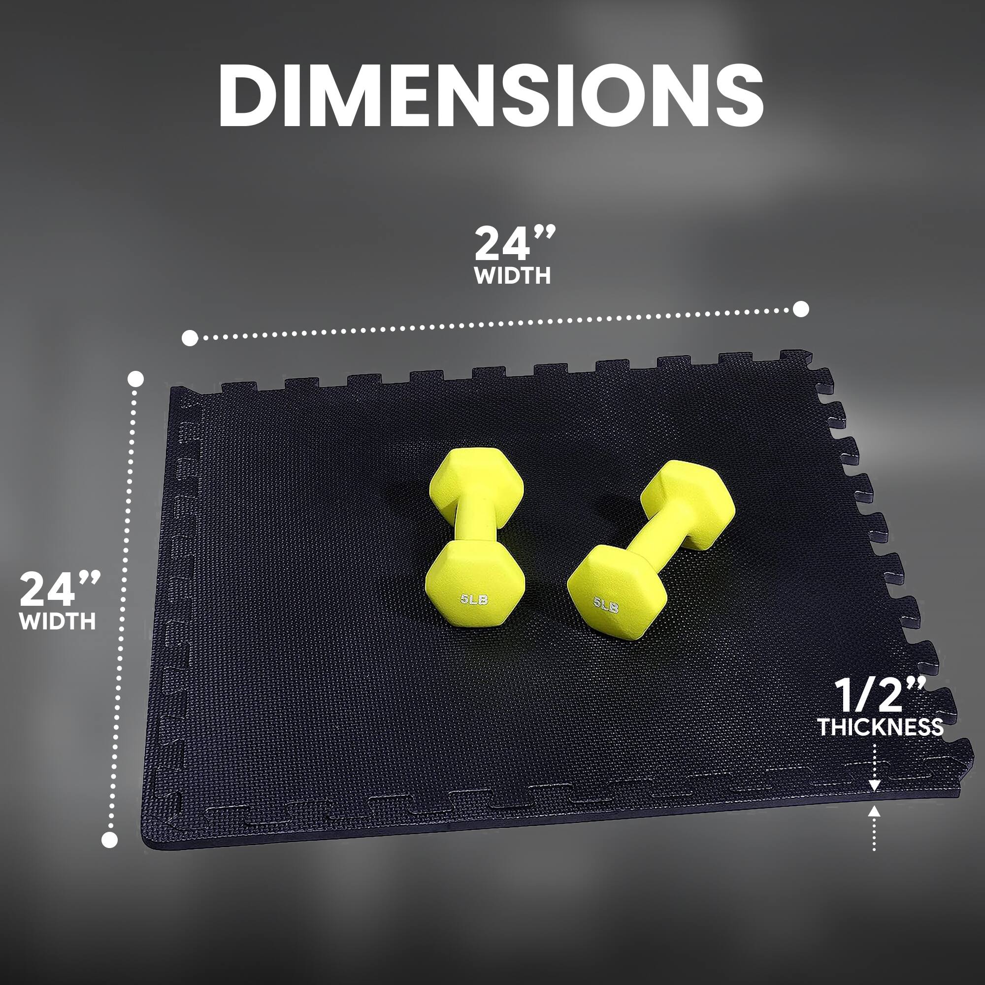 DIMENSIONS  
24" WIDTH  
24" WIDTH  
1/2" THICKNESS