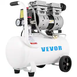 VEVOR - Air Compressor 6.6 Gallon,Portable Air Compressor 1 HP, Oil Free Air Compressor Steel Tank 750W, Pancake Air Compressor - White