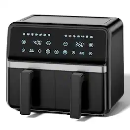 Teendow - 8.5Qt Dual-Basket Air Fryer, Digital Touchscreen, Smart Presets, Crispy & Even Cooking, Bake & Dehydrate - Black