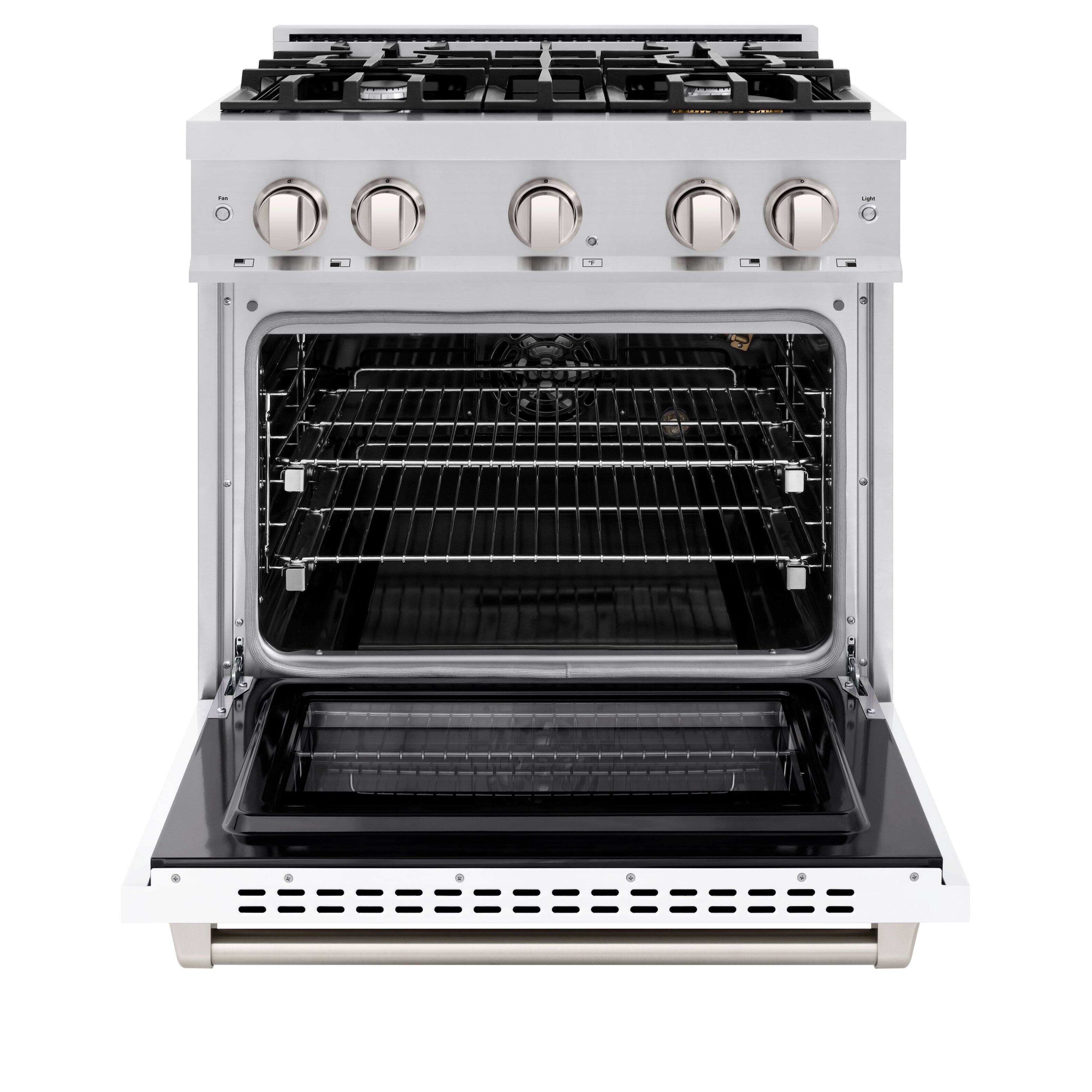Alt View 1. ZLINE - ZLINE 30 in. 4.2 cu. ft. Freestanding Select Gas Range w/ 4 Burner Cooktop & Convection Oven w/ White Matte Door - Stainless Steel.
