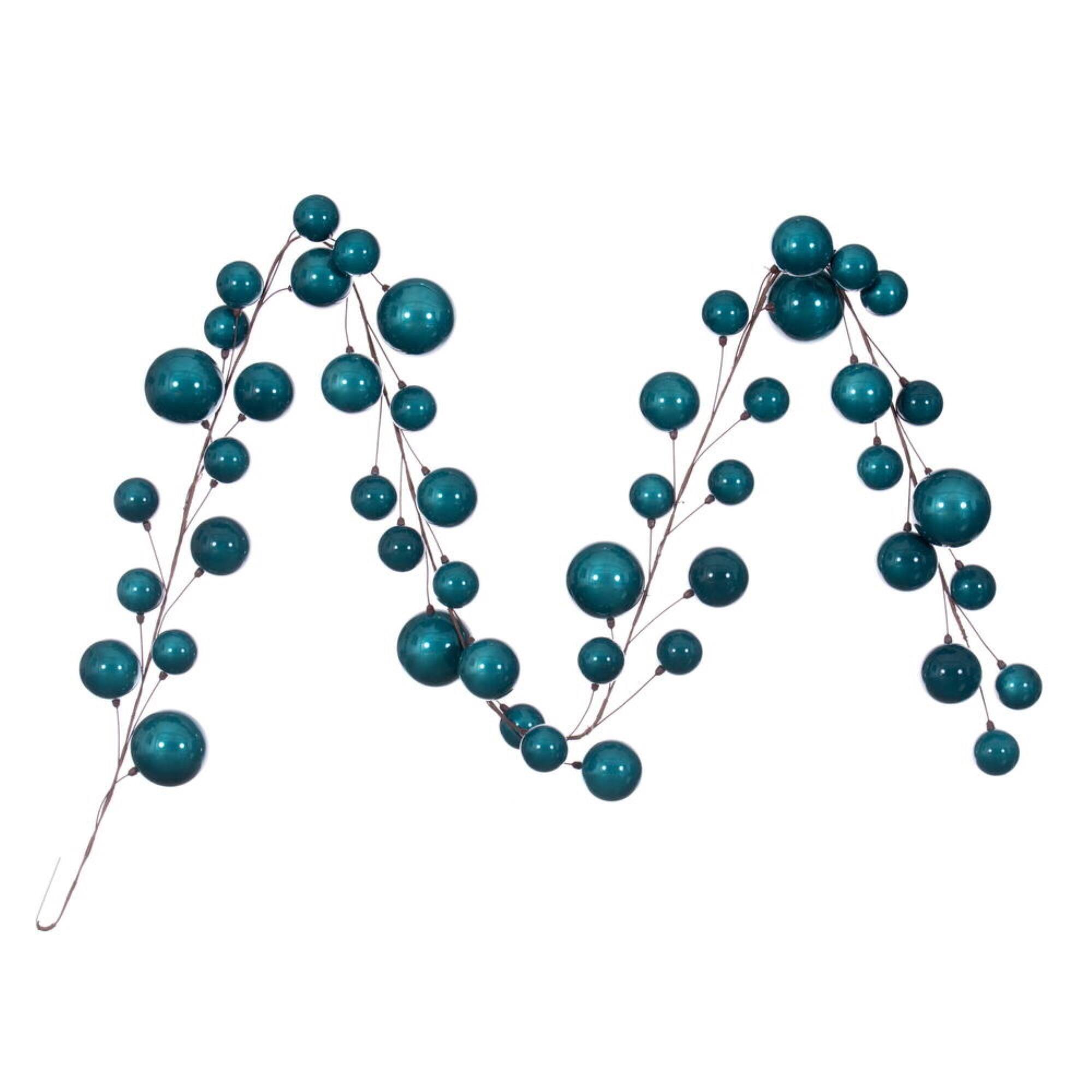 Front. Vickerman - Vickerman 10' Dark Teal Pearl Branch Ball Garland - Dark Teal.