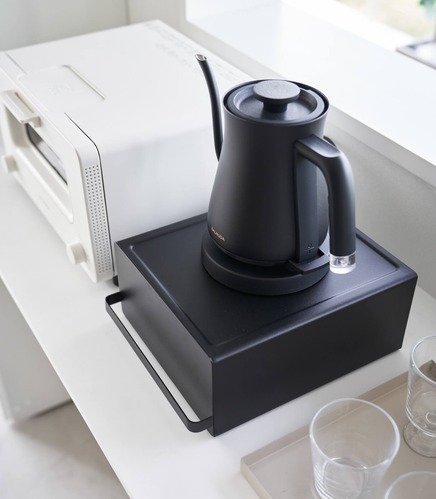 Left. Yamazaki Home - Countertop Rack with Drawer - Steel - Black.