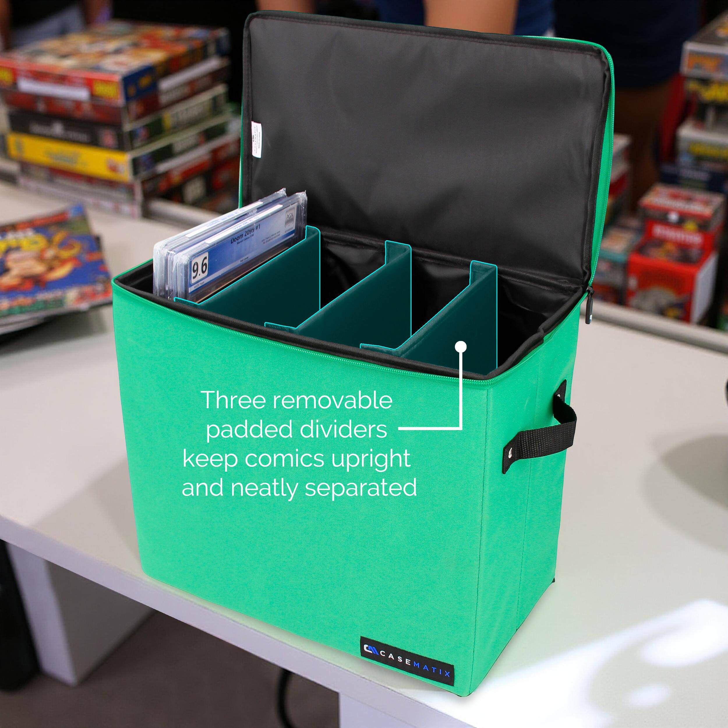 Three removable padded dividers keep comics upright and neatly separated

CASEMATIX