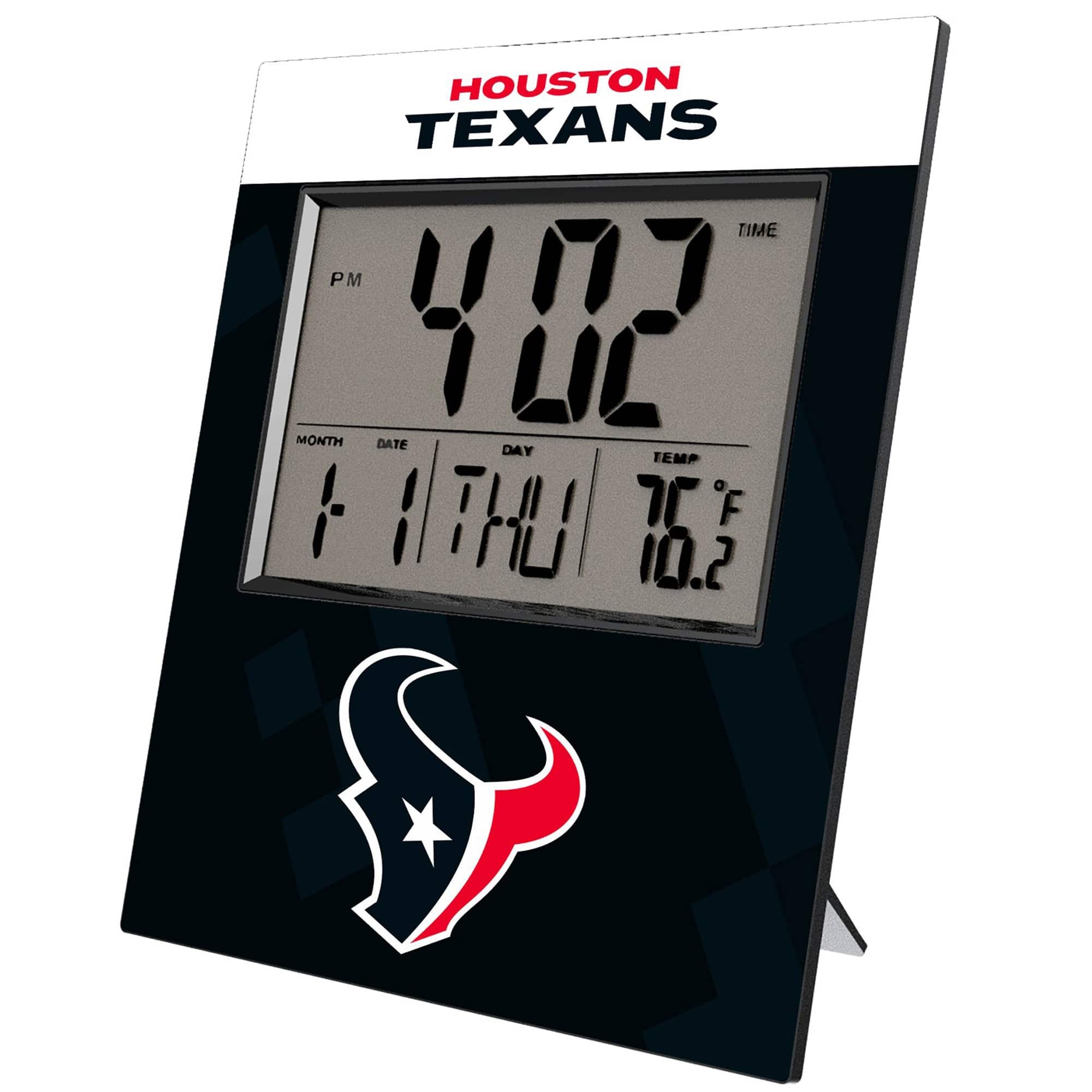 HOUSTON TEXANS

TIME: 4:02 PM

MONTH: 1

DATE: 11

DAY: THU

TEMP: 76°F

HUMIDITY: 10.2
