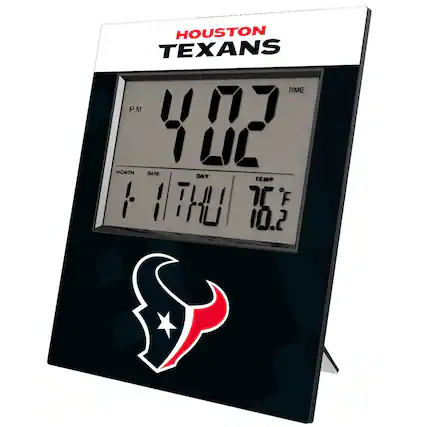 HOUSTON TEXANS
TIME: 4:02 PM
MONTH: 1
DATE: 11
DAY: THU
TEMP: 76°F
HUMIDITY: 10.2