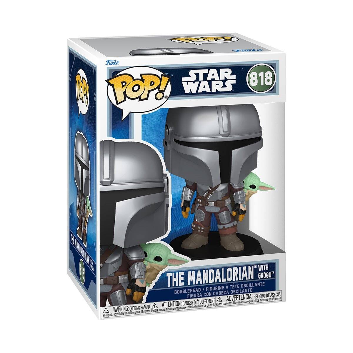 Funko POP! STAR WARS 818 THE MANDALORIAN WITH GROGU BOBBLEHEAD / FIGURINE OSCILLANTE / FIGURA CON CABEZA OSCILANTE ADVERTENCIA: PELIGRO 3 ATTENTION: DANGER 3 WARNING: CHOKING HAZARD - Small parts. Not for children under 3 years.