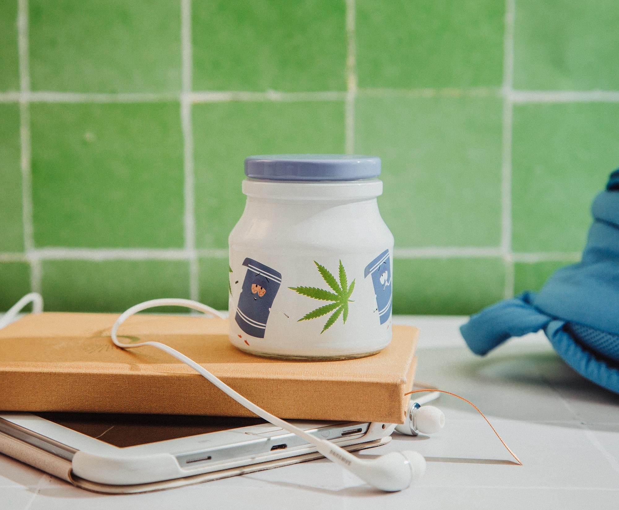 Alt View 4. Silver Buffalo - South Park Towelie Glass Storage Jar With Lid | Holds 5 Ounces - Blue.