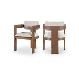 Meridian Furniture - Sacha Linen Textured Fabric Dining Chair, Set of 2 - Beige
