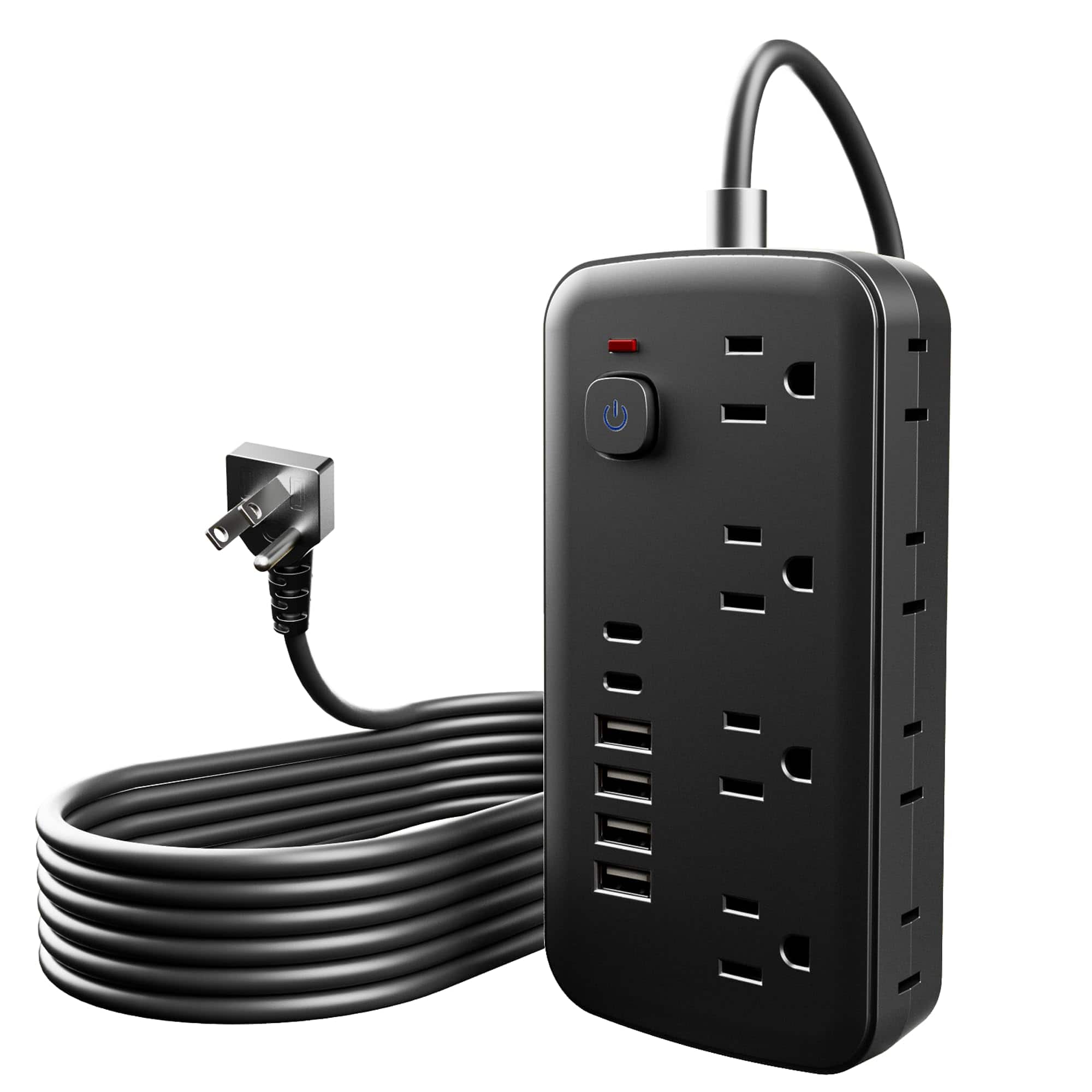 Dazzed Corner - 8 Outlets Surge Protector Power Strip, 5FT Extension Cord - Black