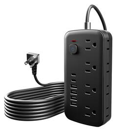 Dazzed Corner - 8 Outlets Surge Protector Power Strip, 5FT Extension Cord - Black