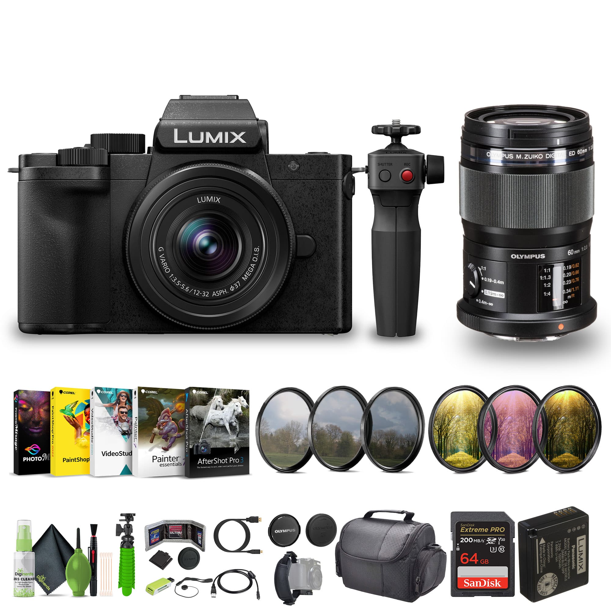 Panasonic - Lumix G100D 4K Mirrorless Camera with Tripod Vlogging Kit Bundle
