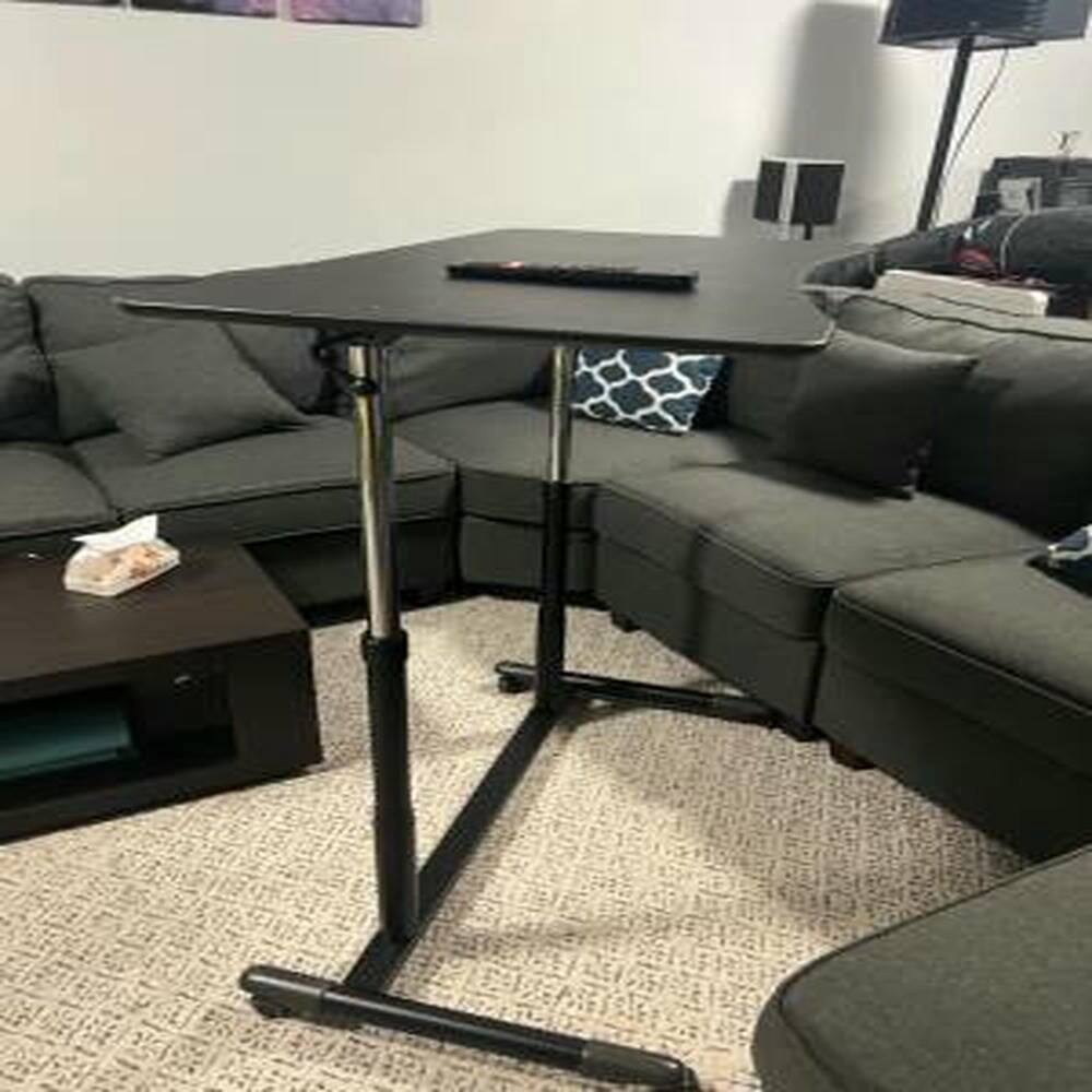 Angle. Pefilos - Height Adjustable Computer Desk Sit to Stand Rolling Notebook Table, Portable Desk, Office Furniture for Home & Office - Brown.