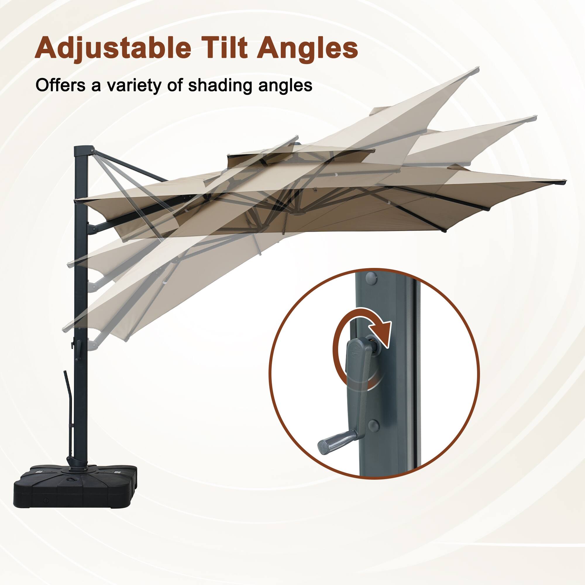 Adjustable Tilt Angles  
Offers a variety of shading angles