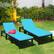 Alt View 1. Costway - 2PCS Patio Garden Rattan Lounge Chair Chaise Couch Cushioned Height Adjustable - Turquoise.