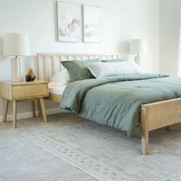 Plank+Beam - Scandinavian Queen-Size Bed with Slatted Headboard, Blonde - Blonde