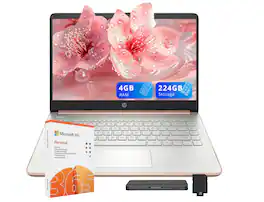 HP - Stream 14" HD Business Laptop,Intel Celeron N4120,4GB RAM,64GB eMMC+160GB Dock Set,1 Year Office 365 ,Win 11 - Gold