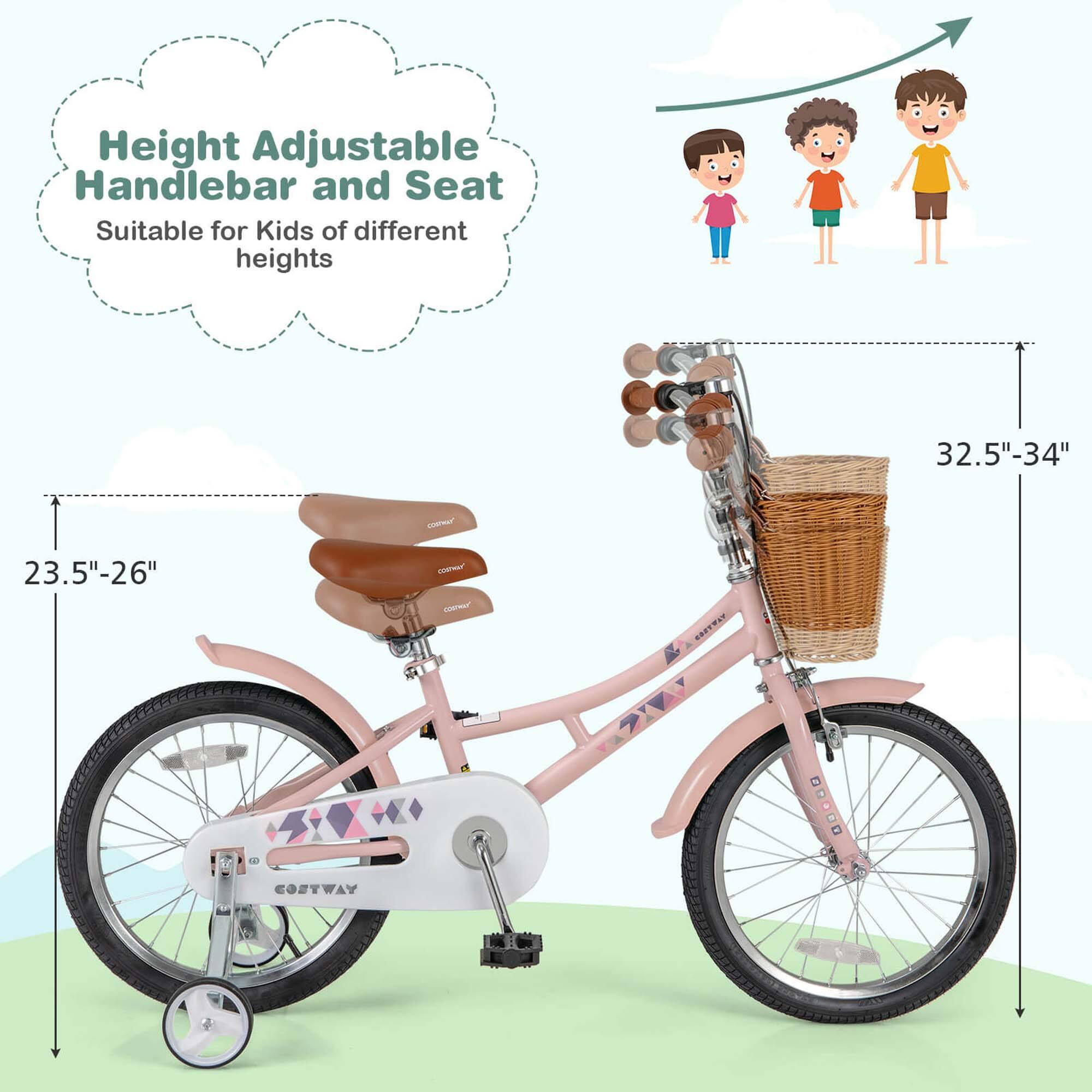 Height Adjustable Handlebar and Seat  
Suitable for Kids of different heights  

23.5"-26"  
32.5"-34"