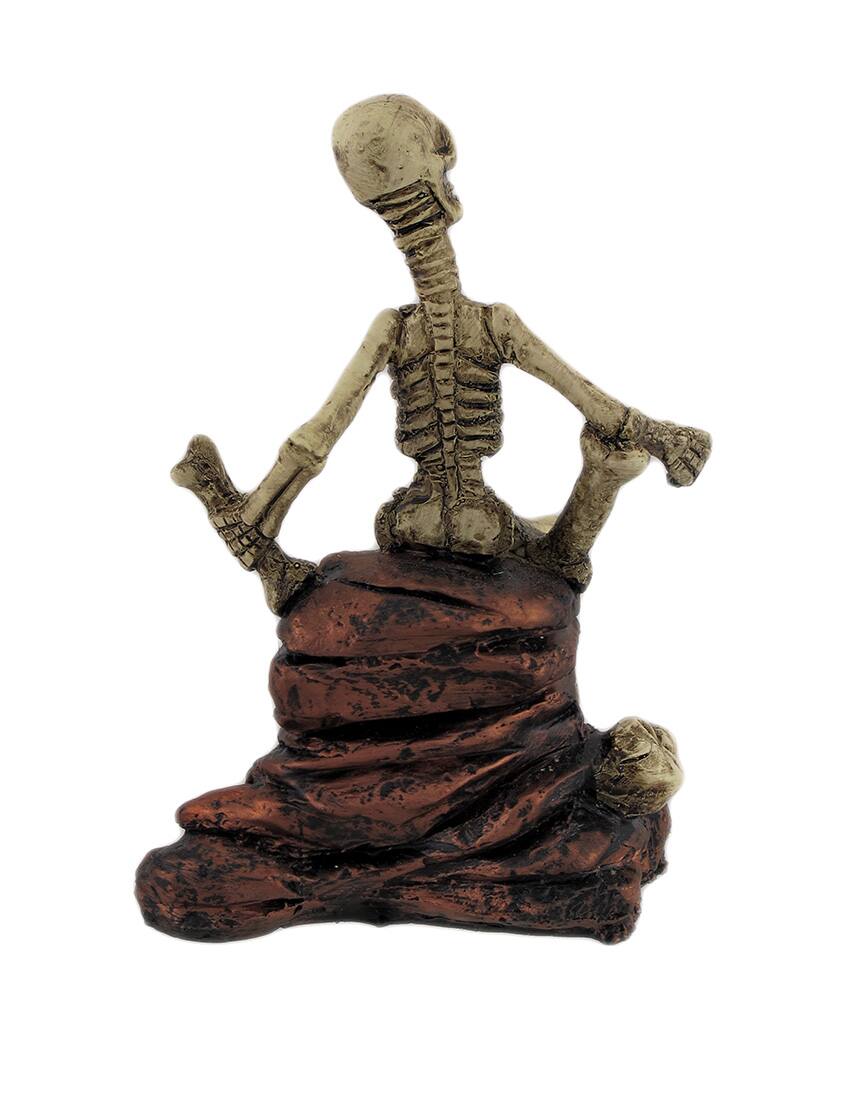 Alt View 2. Zeckos - Creepy Skeleton Sitting On Rocks Statue Figure - Multicolored.