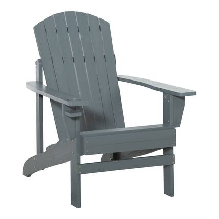 Front. APRILSOUL - Wooden Adirondack Chair Outdoor Patio Lawn Chair with Cup Holder Weather Resistant Dark Gray - Gray.
