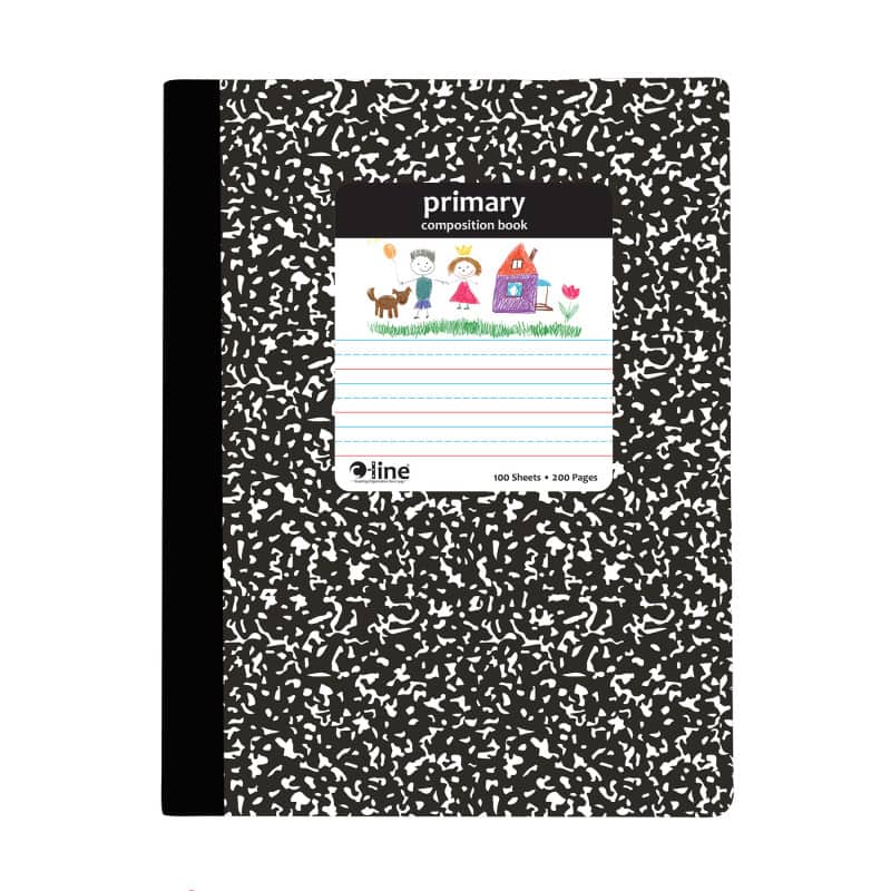 C-line - Composition Notebook, Primary Ruled, Black Marble - 7.5" x 9.75"