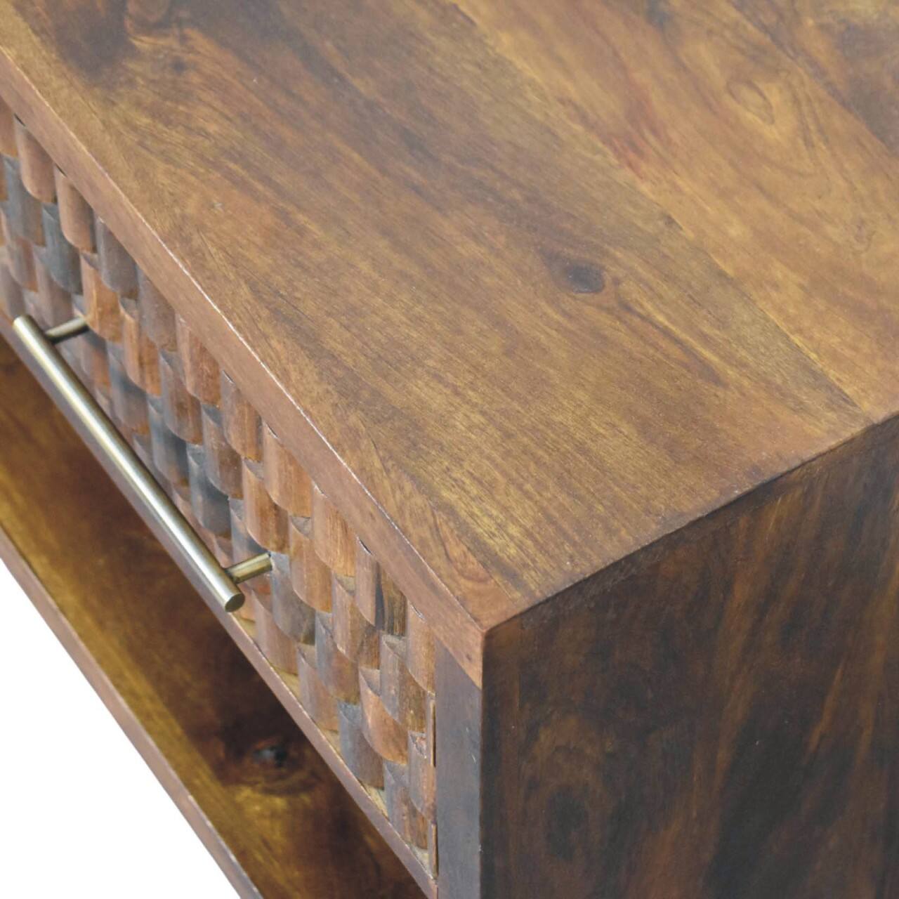 Alt View 1. Artisan Furniture - Artisan Furniture Solid Wood Cadiz Carved Shoe Bench , Brown - Brown.