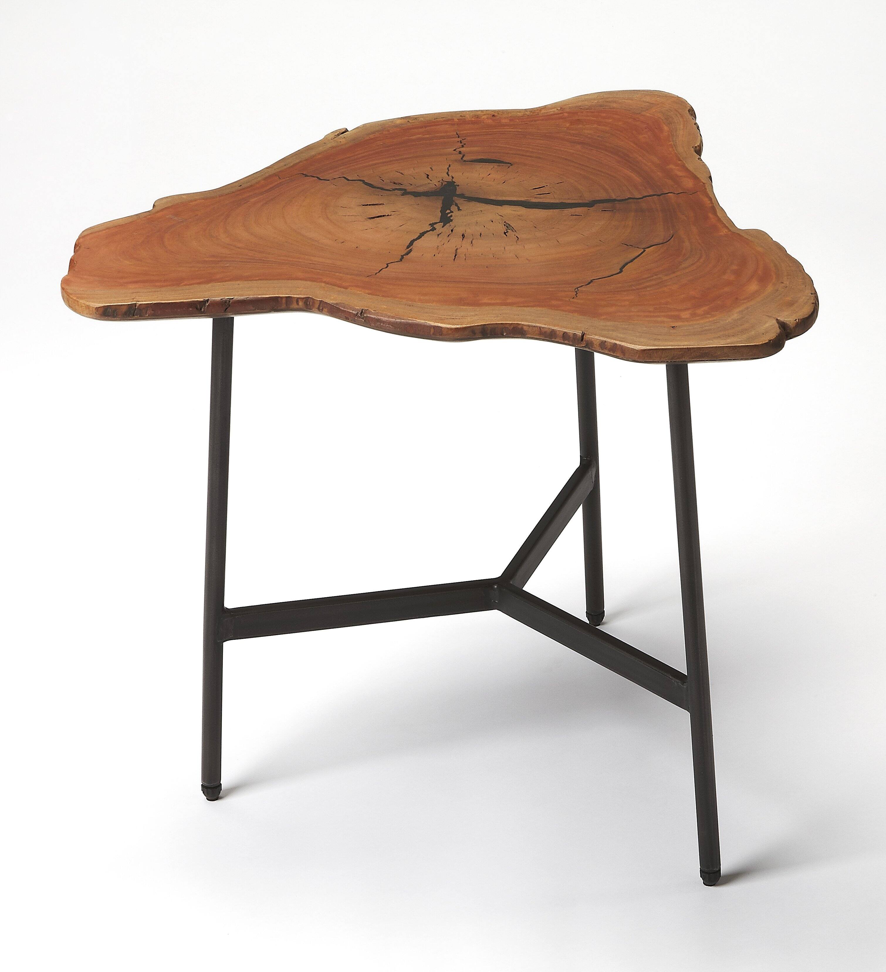Front. Butler Specialty - Ipswich 24 in. W Triangular Wood and Metal Live Edge Side Table - Multi-Color.