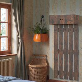Hivvago - Wall-Hung Clothing and Coat Storage Rack for Hallways - Rustic Brown