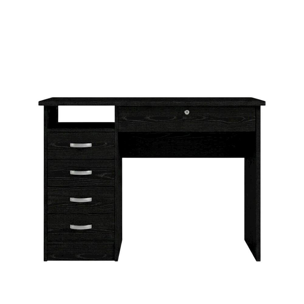 Back. FurniFact - 5-Drawer Computer Desk with Storage for Home Office or Workspace - Black.