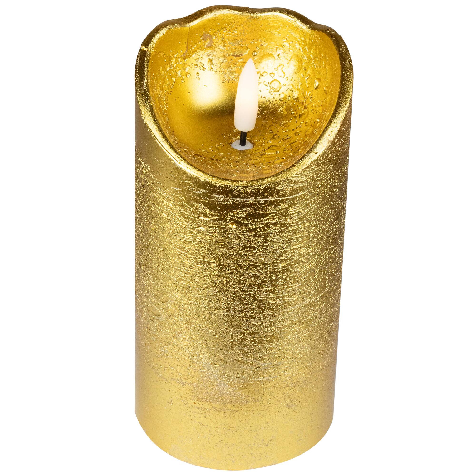 Alt View 2. Northlight - LED Lighted Flameless Flickering Pillar Christmas Candle - 6" - Gold - Gold.