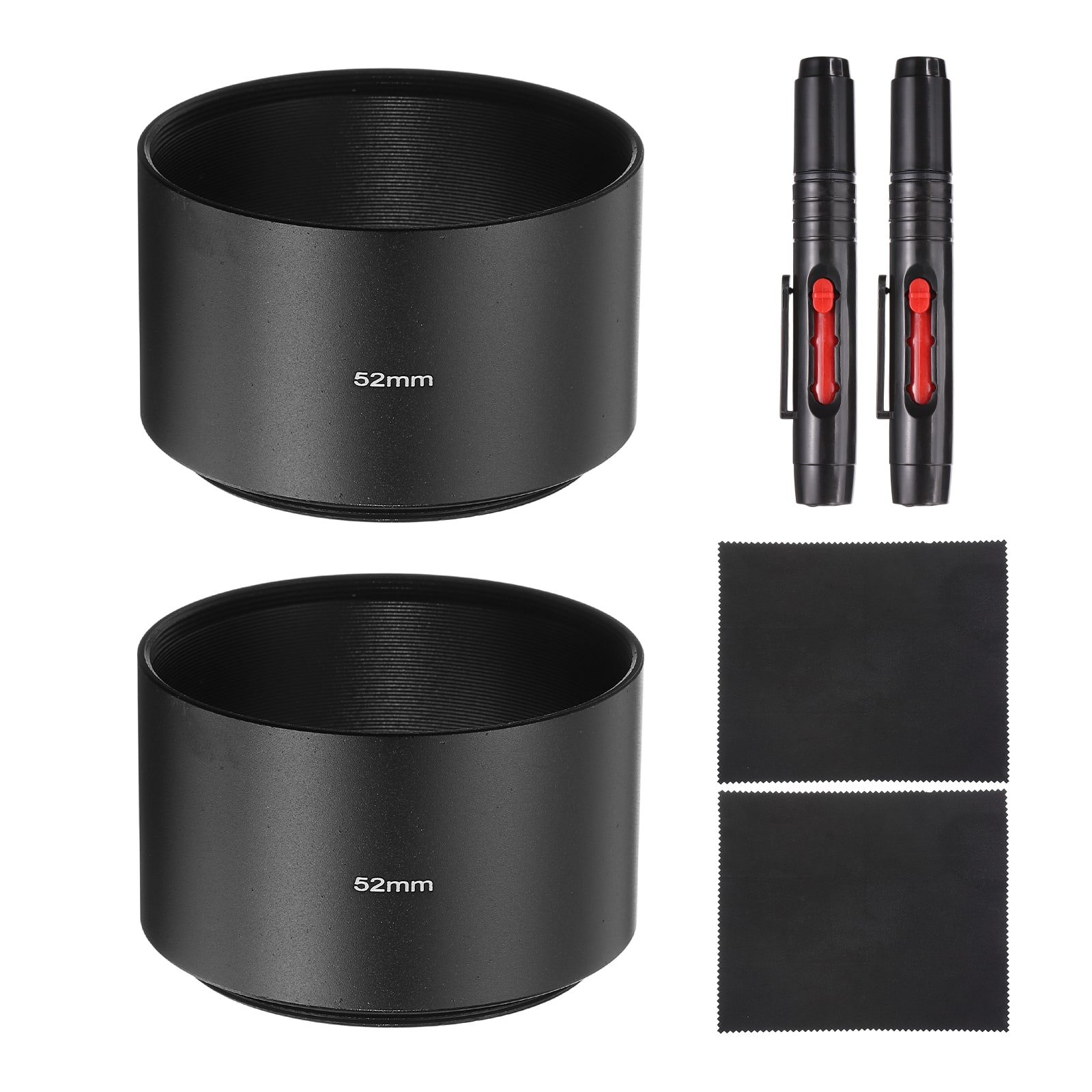 Unique Bargains - 2pcs Lens Hood Shade, 52mm Long-focus Metal Camera Cap Shade with Cleaning Cloth & Pen - Black