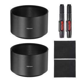 Unique Bargains - 2pcs Lens Hood Shade, 52mm Long-focus Metal Camera Cap Shade with Cleaning Cloth & Pen - Black