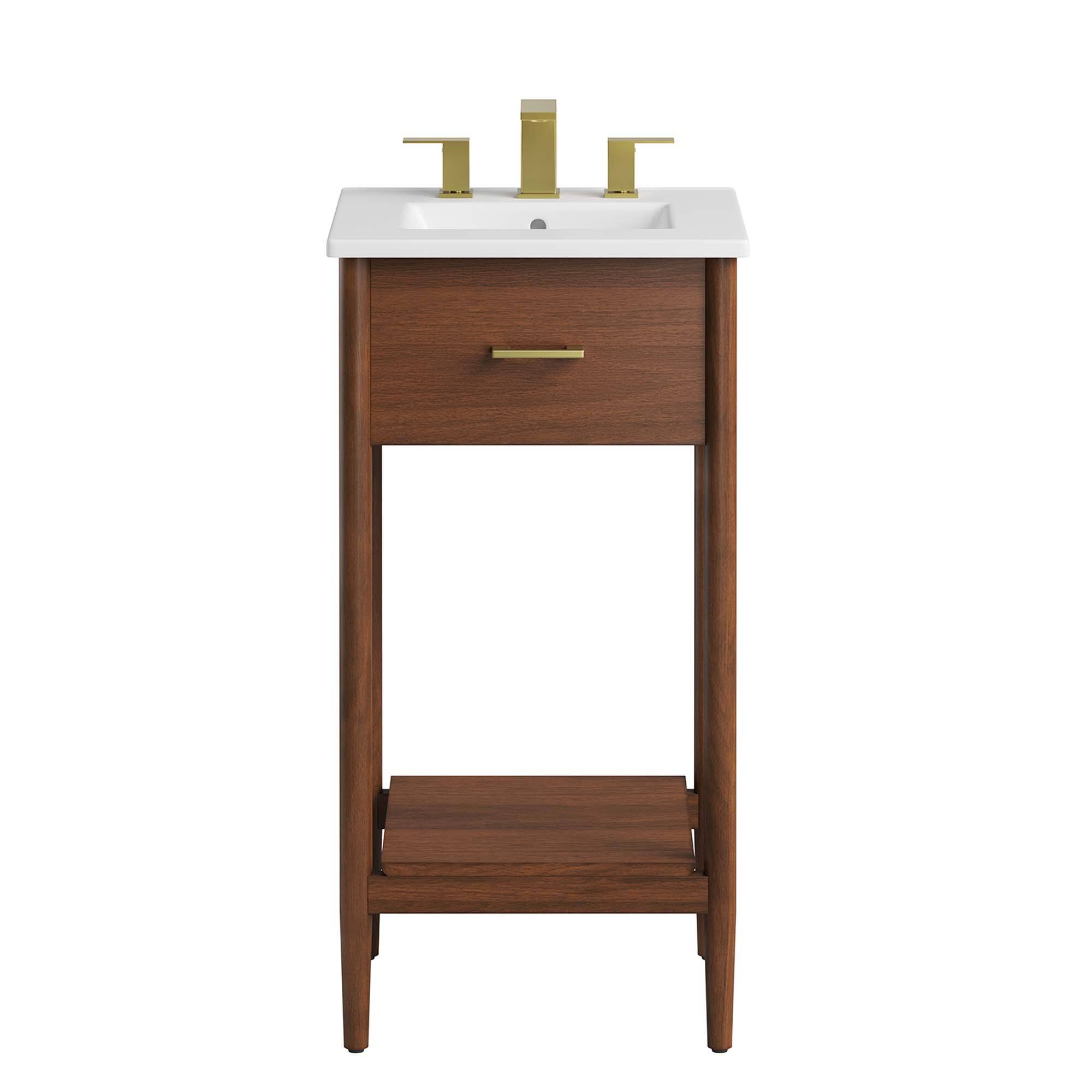 Alt View 4. Modway - Zaire Bathroom Vanity Basin Included by Modway - Walnut White.