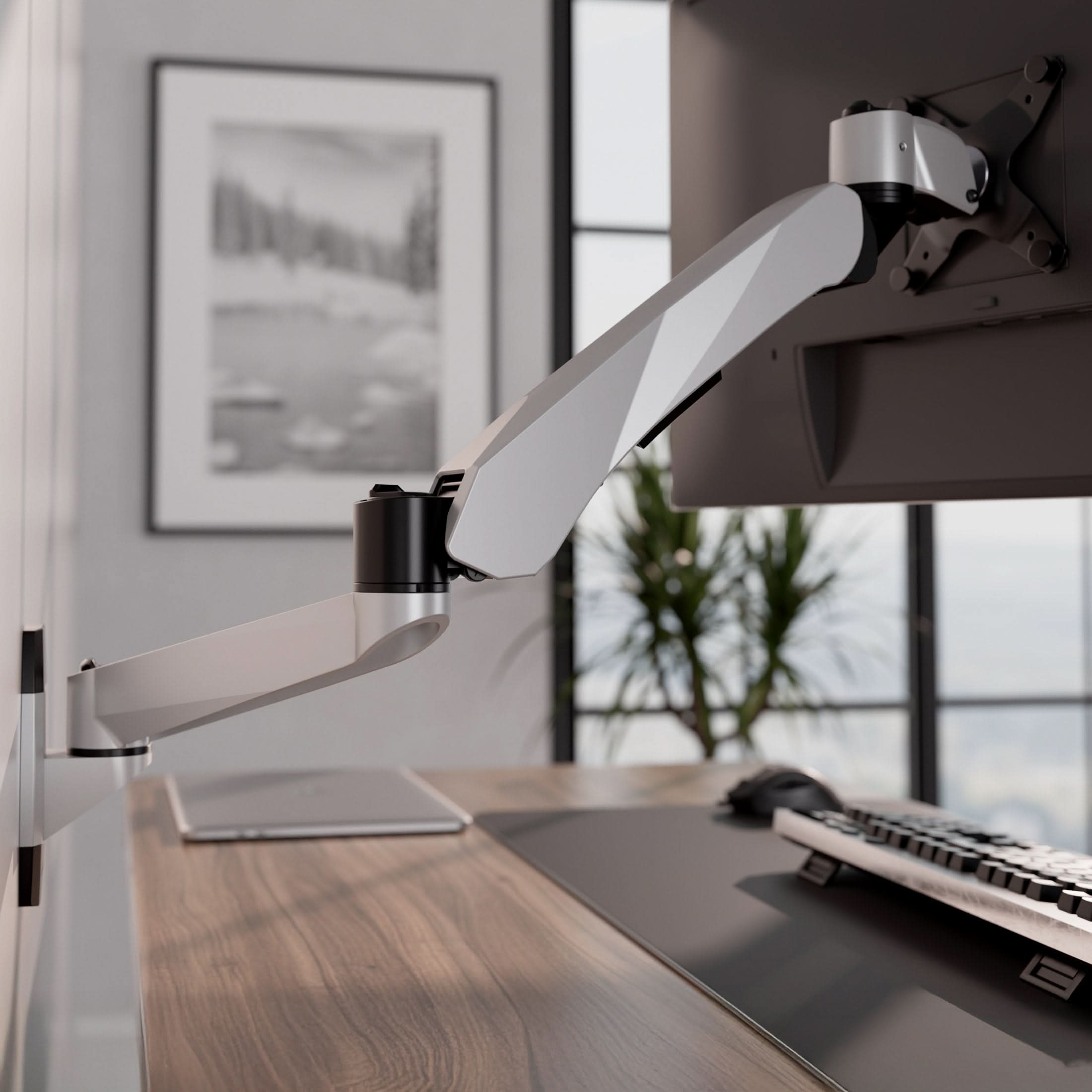 Back. Mount-It! - CLiX Series Fully Adjustable Monitor Wall Mount with Gas Spring Arm, 13"-32", Silver - Silver.