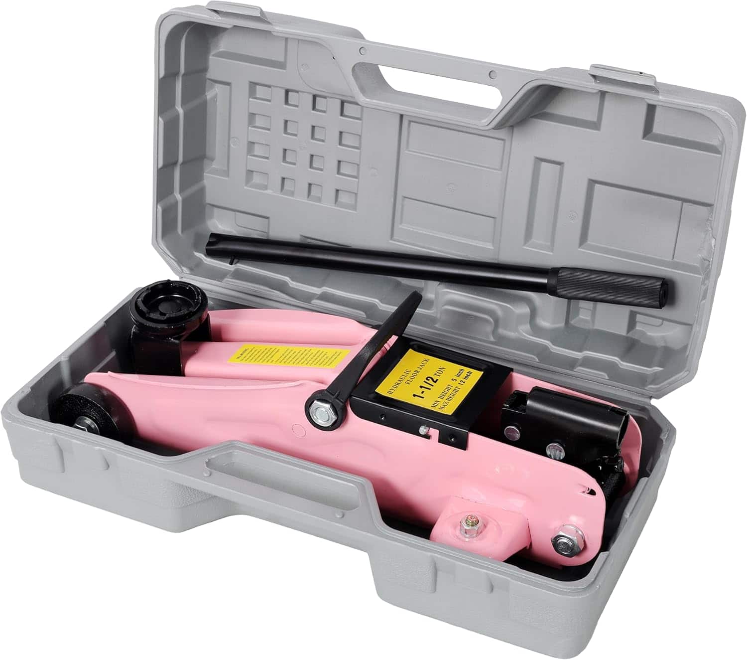 MOOSOO - 1.5 Ton Low Profile Hydraulic Trolle,Steel Racing Floor Jack,Lifting Range 5"-11.8", with Plastic Case - Pink