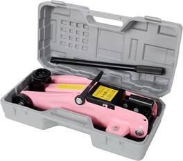 MOOSOO - 1.5 Ton Low Profile Hydraulic Trolle,Steel Racing Floor Jack,Lifting Range 5"-11.8", with Plastic Case - Pink