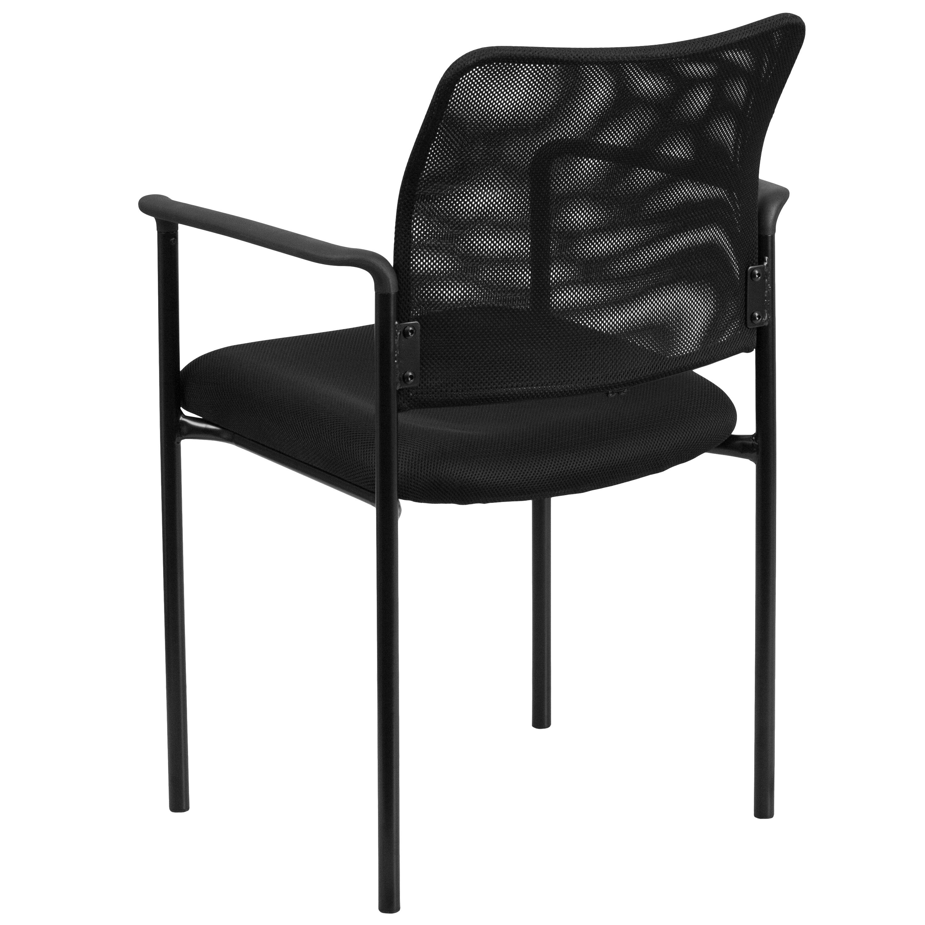 Alt View 5. Emma + Oliver - Mesh Comfortable Stackable Steel Side Chair with Arms - Black.