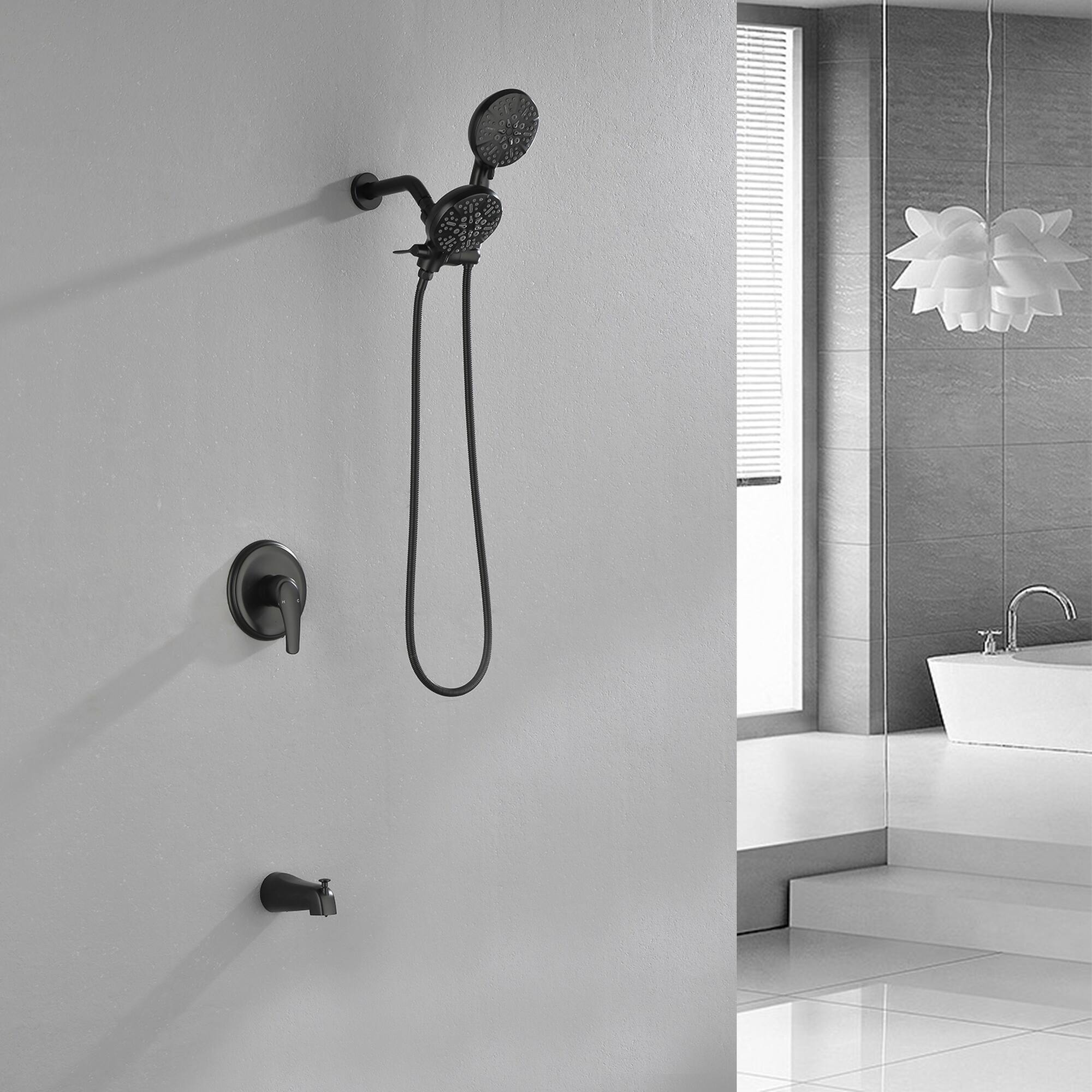 Alt View 4. Boyel Living - Matte Black Dual Shower Head System Brass SUS304 1-Function Valve 7-Function Sprayers cUPC - Black.