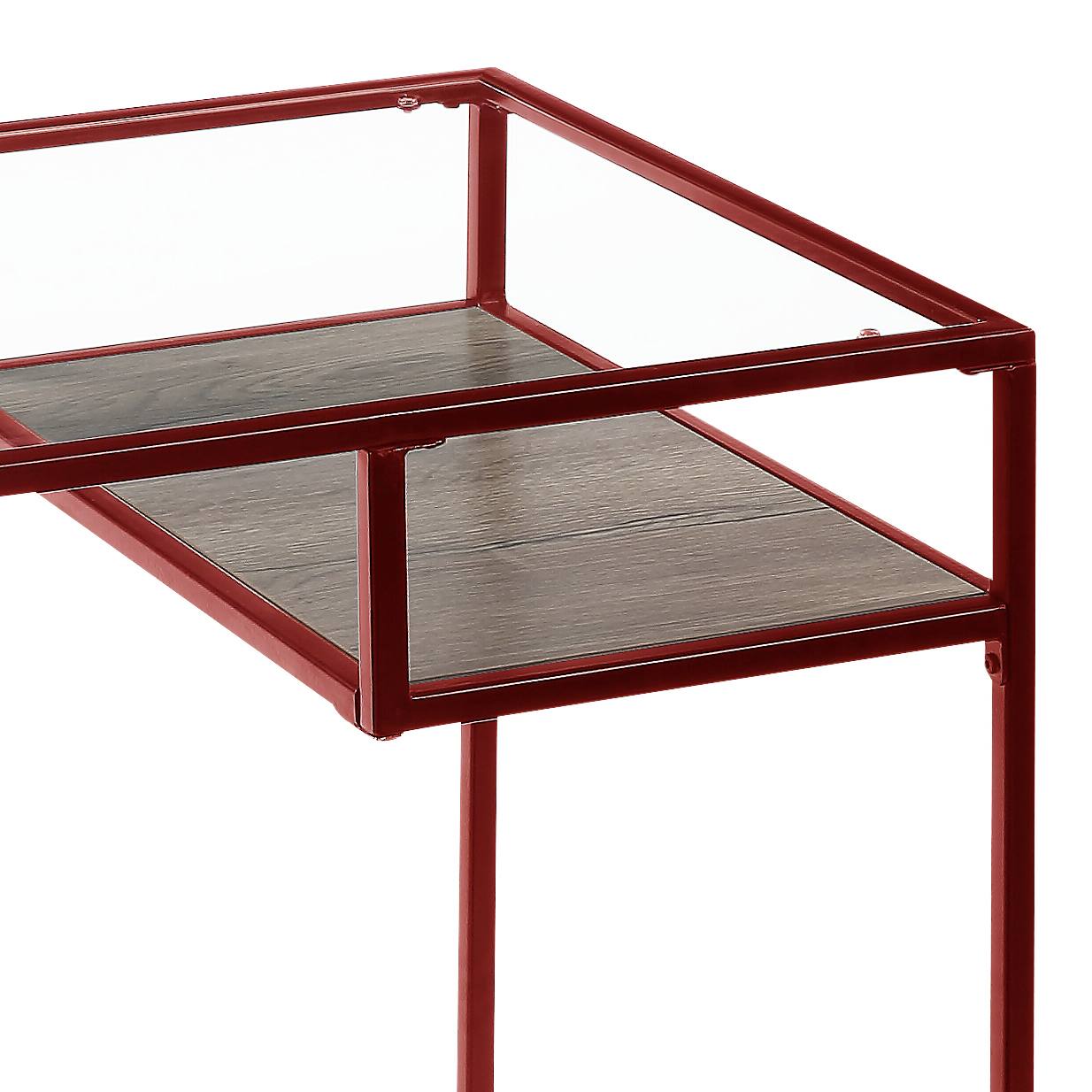 Alt View 2. TinyHomie - Yasin Glass Top and Red Finish Writing Desk - Red.