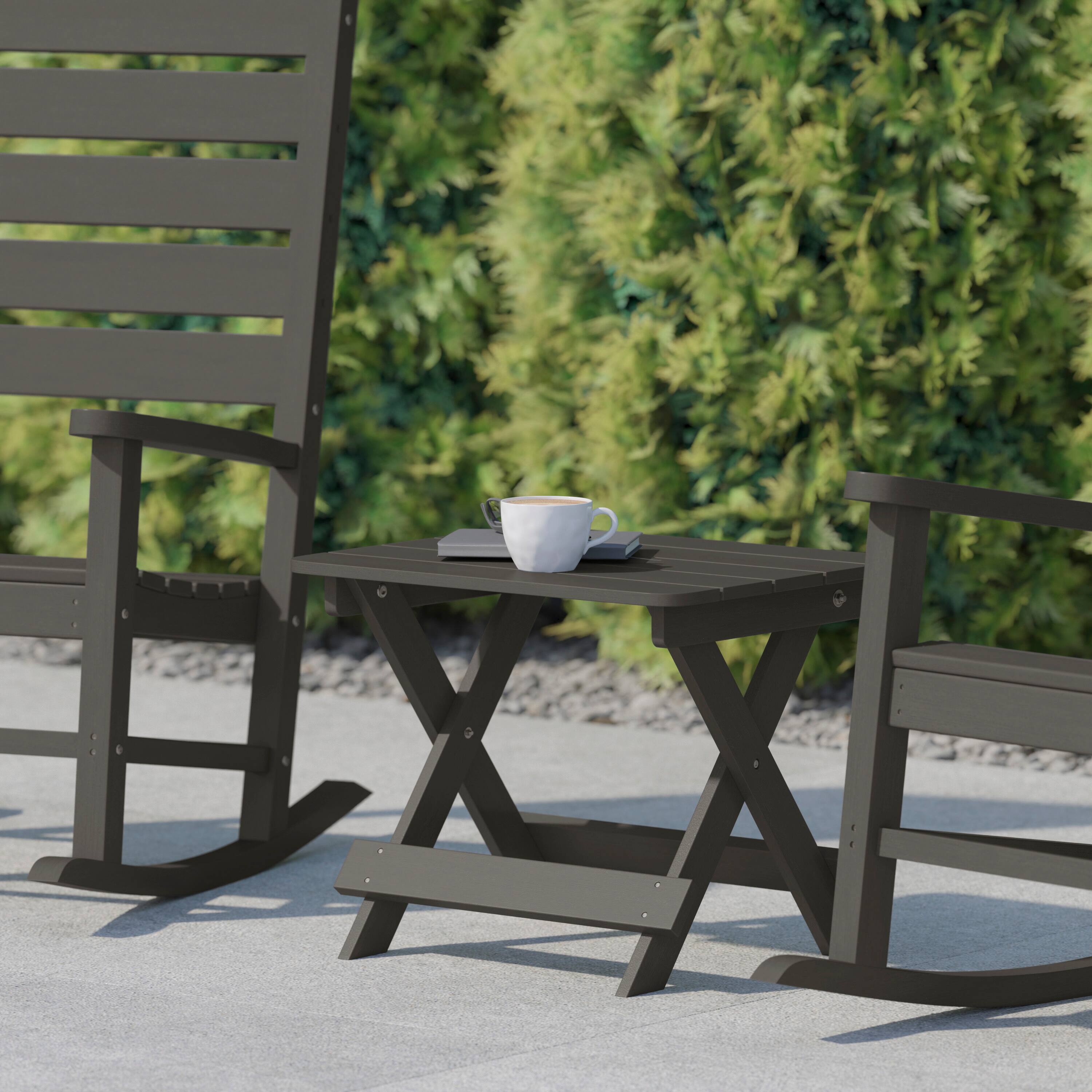 Alt View 2. Flash Furniture - Halifax Outdoor Folding Side Table, Portable All-Weather HDPE Adirondack Side Table in Gray - Gray.