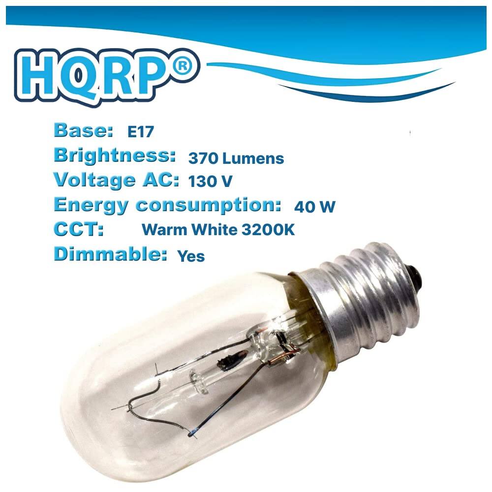HQRP Base: E17  
Brightness: 370 Lumens  
Voltage AC: 130 V  
Energy consumption: 40 W  
CCT: Warm White 3200K  
Dimmable: Yes