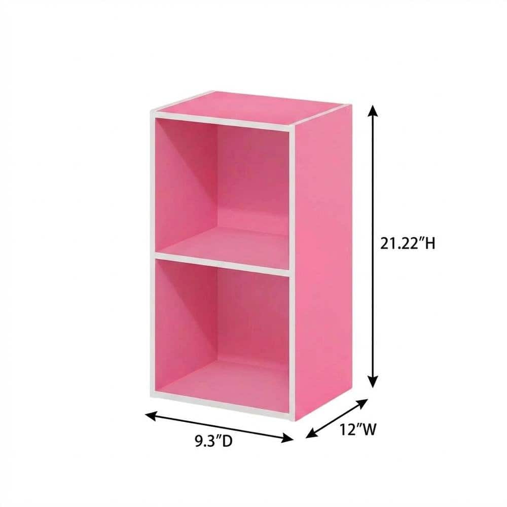 FurniFact - Wooden bookcase with open shelving for home storage - Pink/White price history on PriceWatchPro