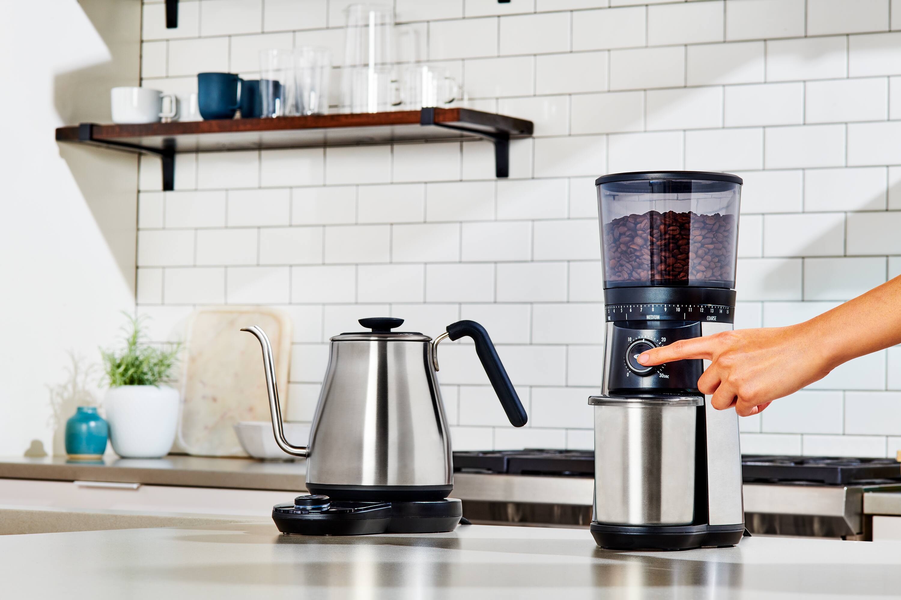 Alt View 15. OXO - Brew Time Based Conical Burr Coffee Grinder - Stainless Steel.