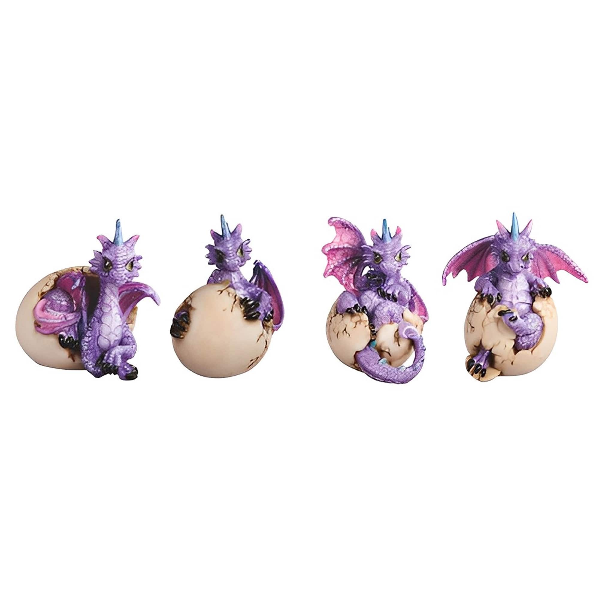 FC Design - 4-PC 3"H Set Dragon Baby in Egg Figurine Statue Office/Computer Desk Tabletop Medieval Gaming Home Decor Gift - Multi-Color