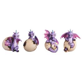 FC Design - 4-PC 3"H Set Dragon Baby in Egg Figurine Statue Office/Computer Desk Tabletop Medieval Gaming Home Decor Gift - Multi-Color