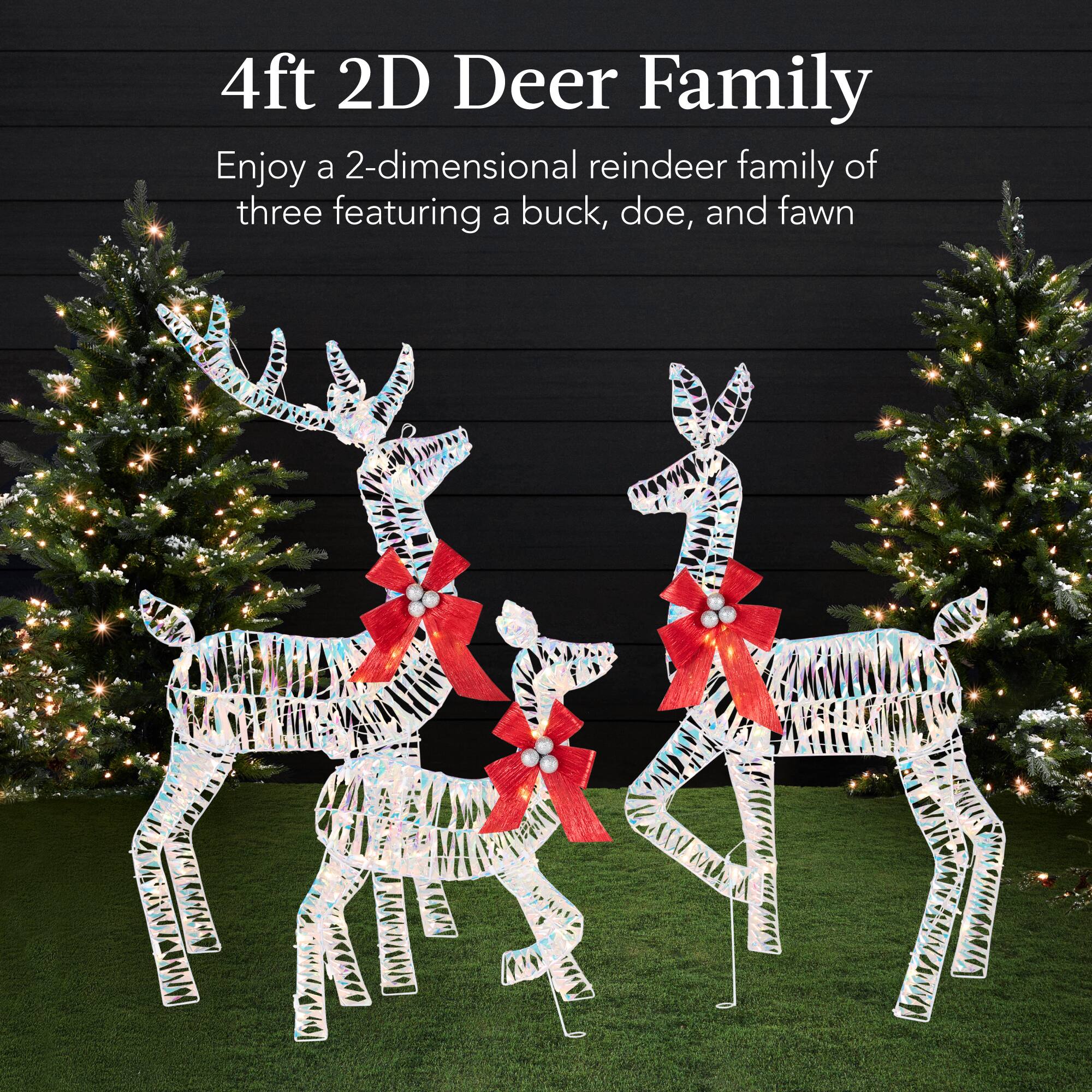 4ft 2D Deer Family

Enjoy a 2-dimensional reindeer family of three featuring a buck, doe, and fawn