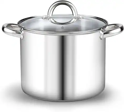 Front. Cook N Home - Basics 12QT S/S Stock Pot with Lid, Sturdy Handle, Even Heating, Oven & Dishwasher Safe, for Canning, Boiling - STAINLESS STEEL.